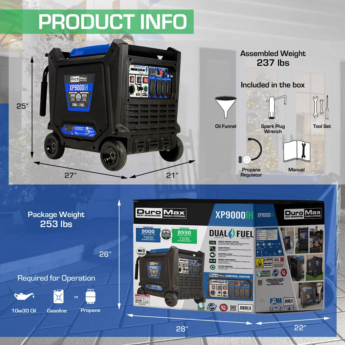 9,000 Watt Portable Dual Fuel Inverter Generator I431155