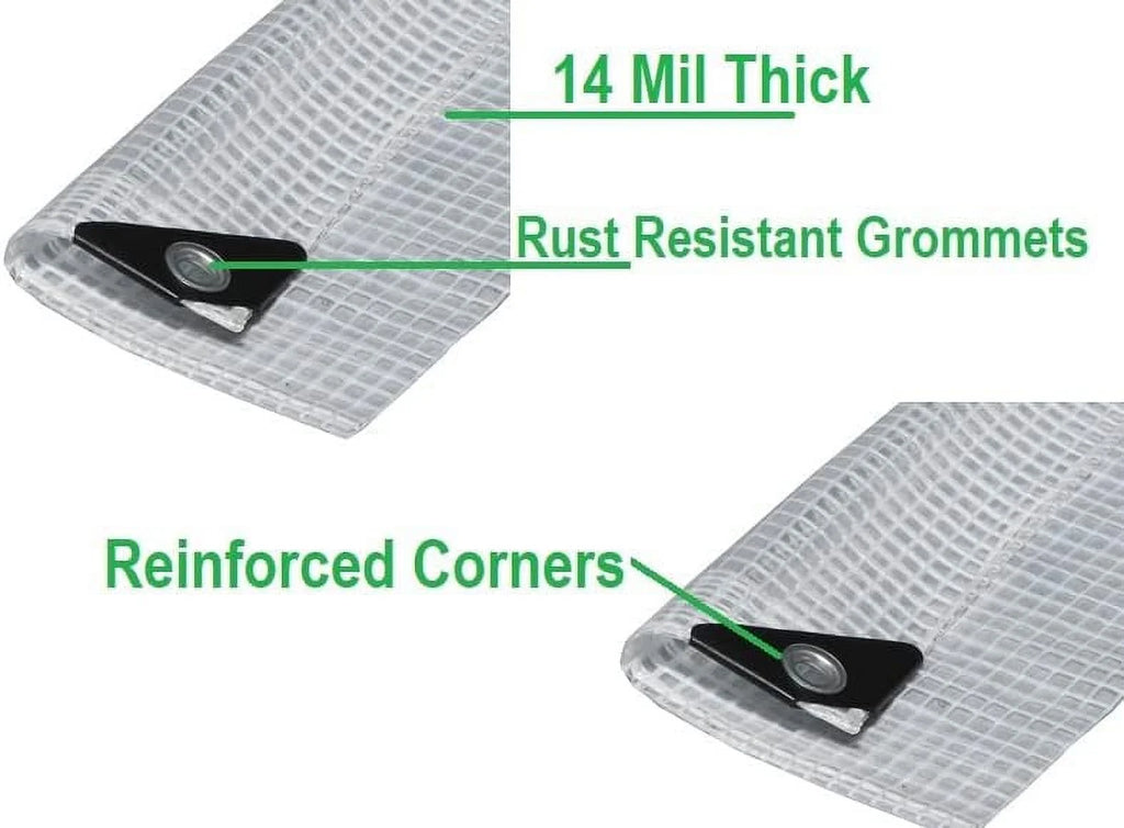 Clear Heavy Duty Waterproof Poly Tarp with Grommets (8 X 10 FT) Z44166