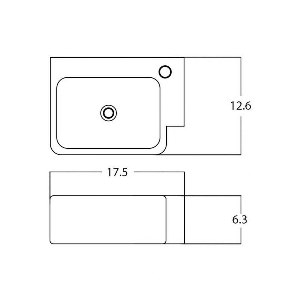 17.5 in. Rectangle Wall Mount White Vessel C4019