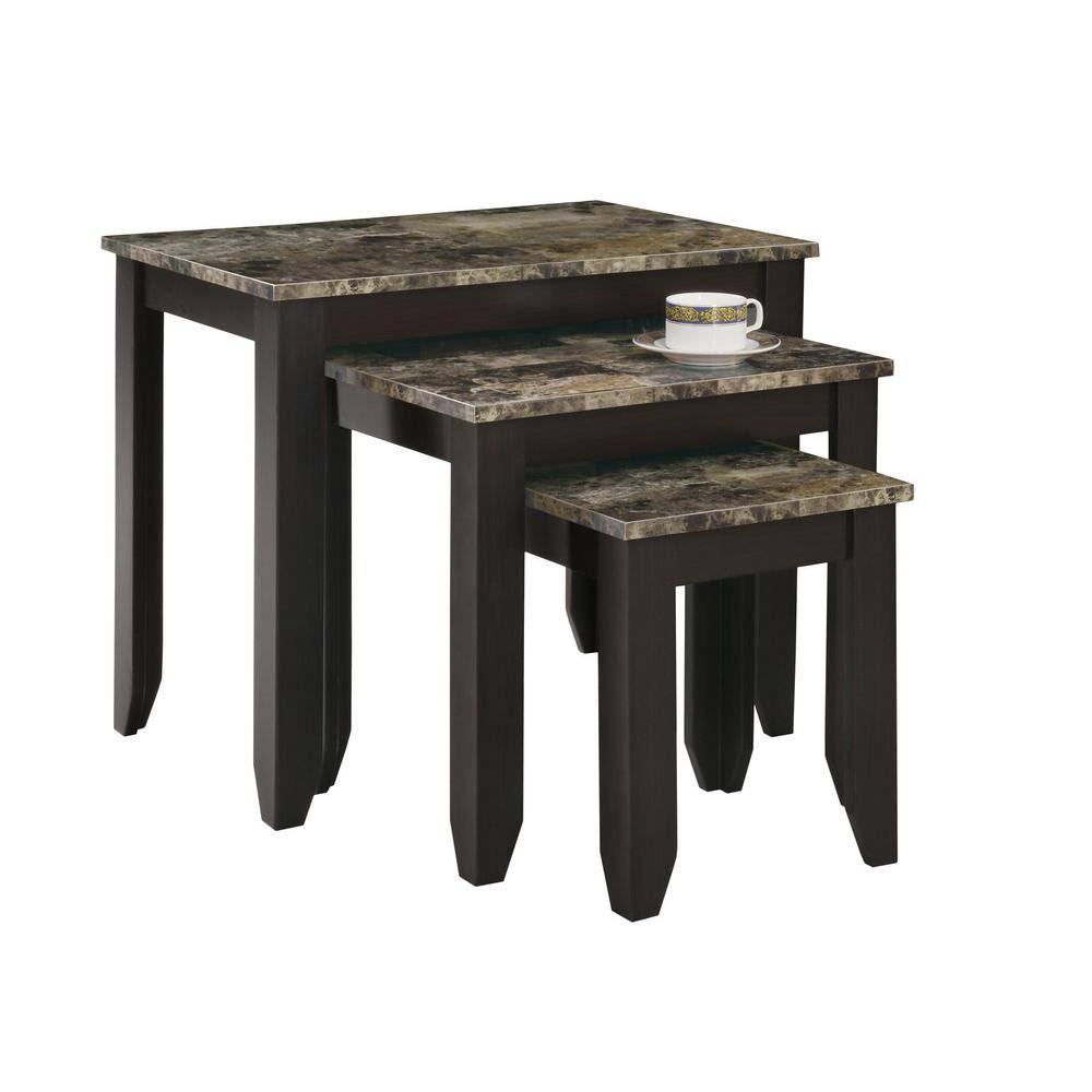 Cappuccino Marble Top Nesting Table 3-Piece C54205