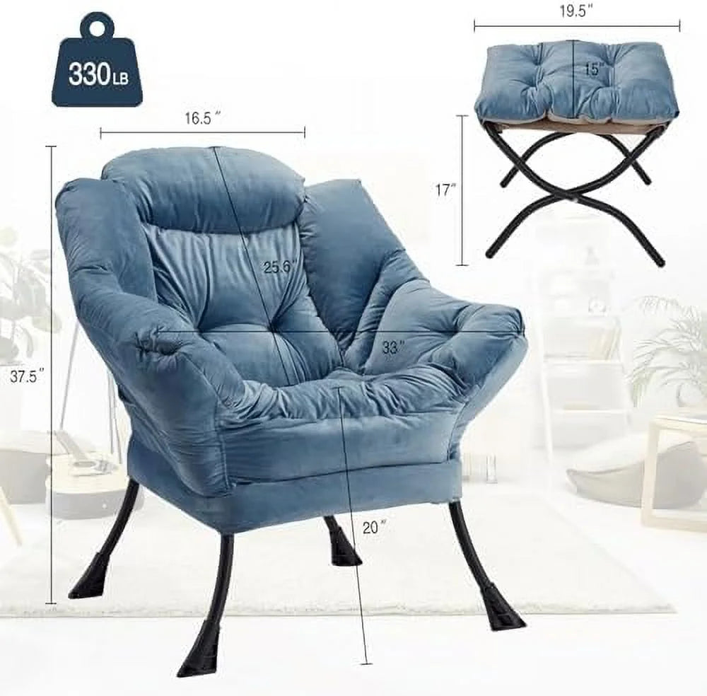 Velvet Lounge Accent Chair with Steel Frame and Side Pocket O797