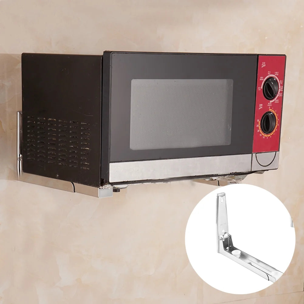 Adjustable 304 Stainless Steel Folding Wall-Mounted Microwave Oven Holder Bracket Shelf X828