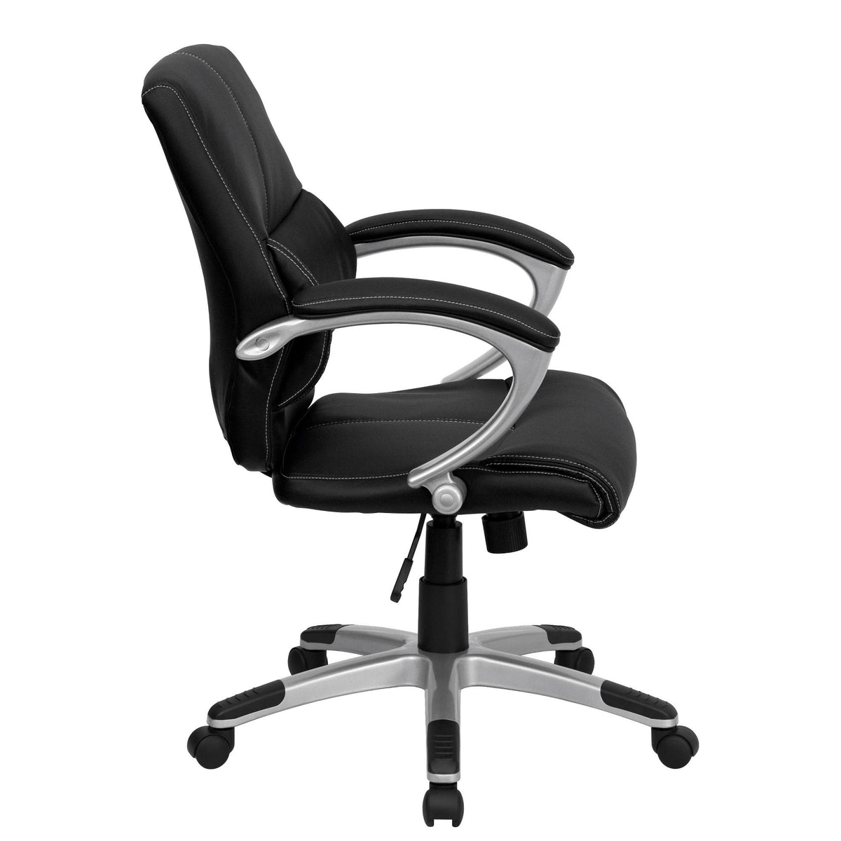 Black Leather Mid-Back Office Chair P242