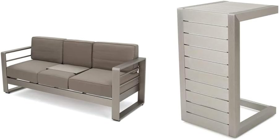 Khaki Outdoor Loveseat Sofa with Tray D408141