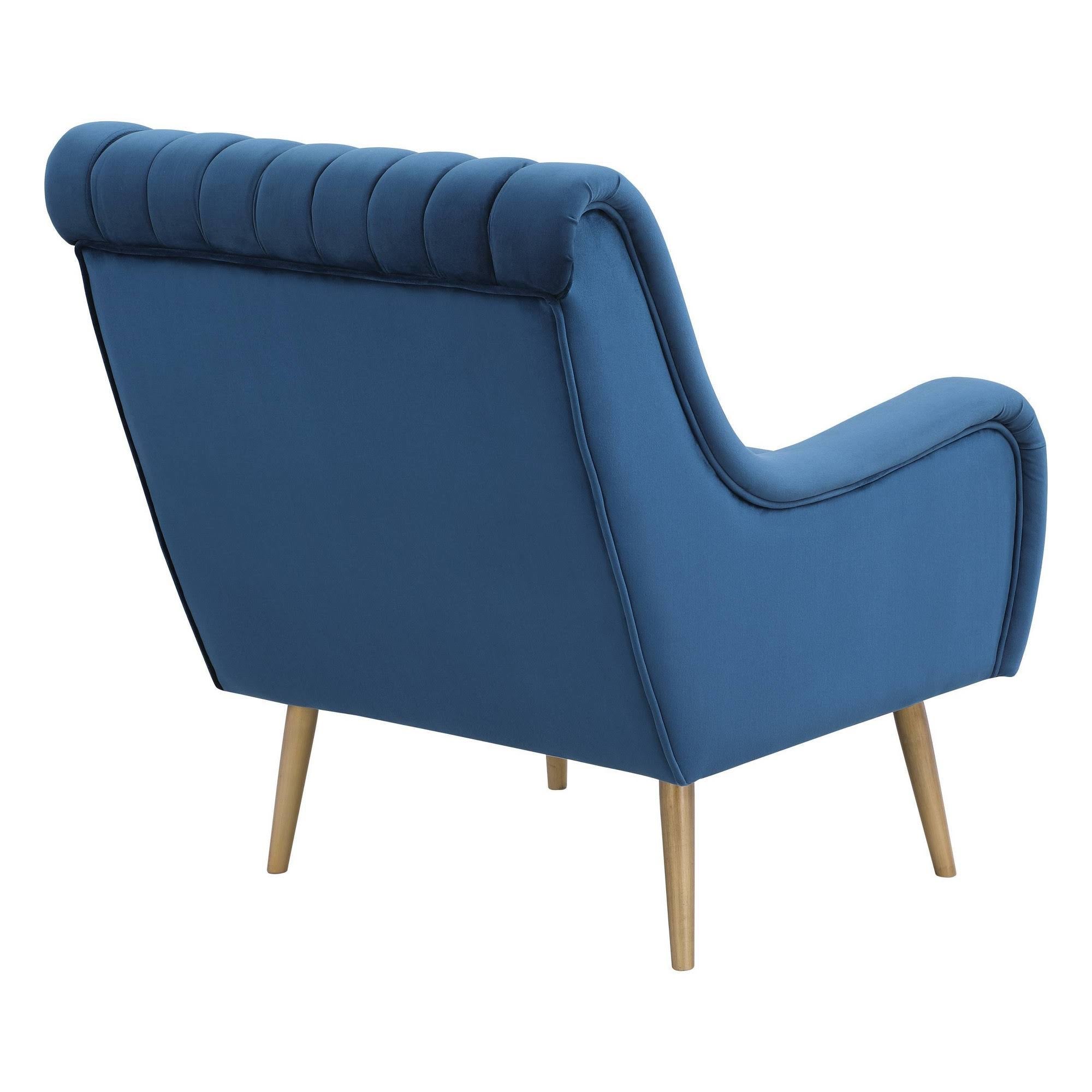 Midnight Blue Velvet Armchair with Gold Legs L317