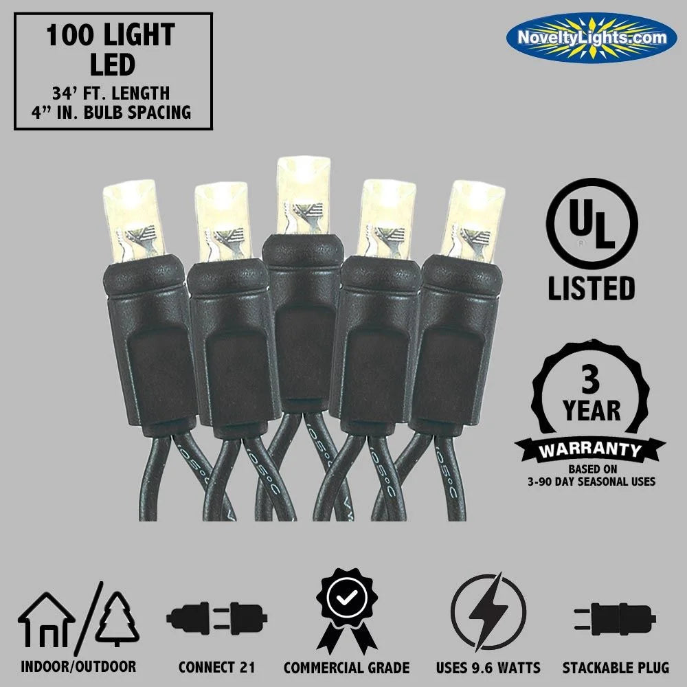 100 Light LED Christmas Mini Light Set, Warm White, Black Wire Q87926