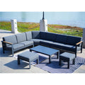 6 Piece Aluminum Outdoor Conversation Sofa Set with Waterproof Cushions, Dark Grey R306