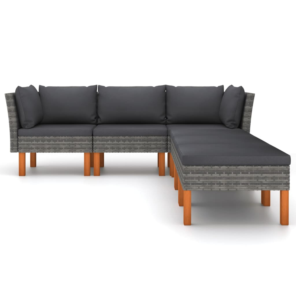 6 Piece Patio Set with Cushions Poly Rattan Gray Q28763