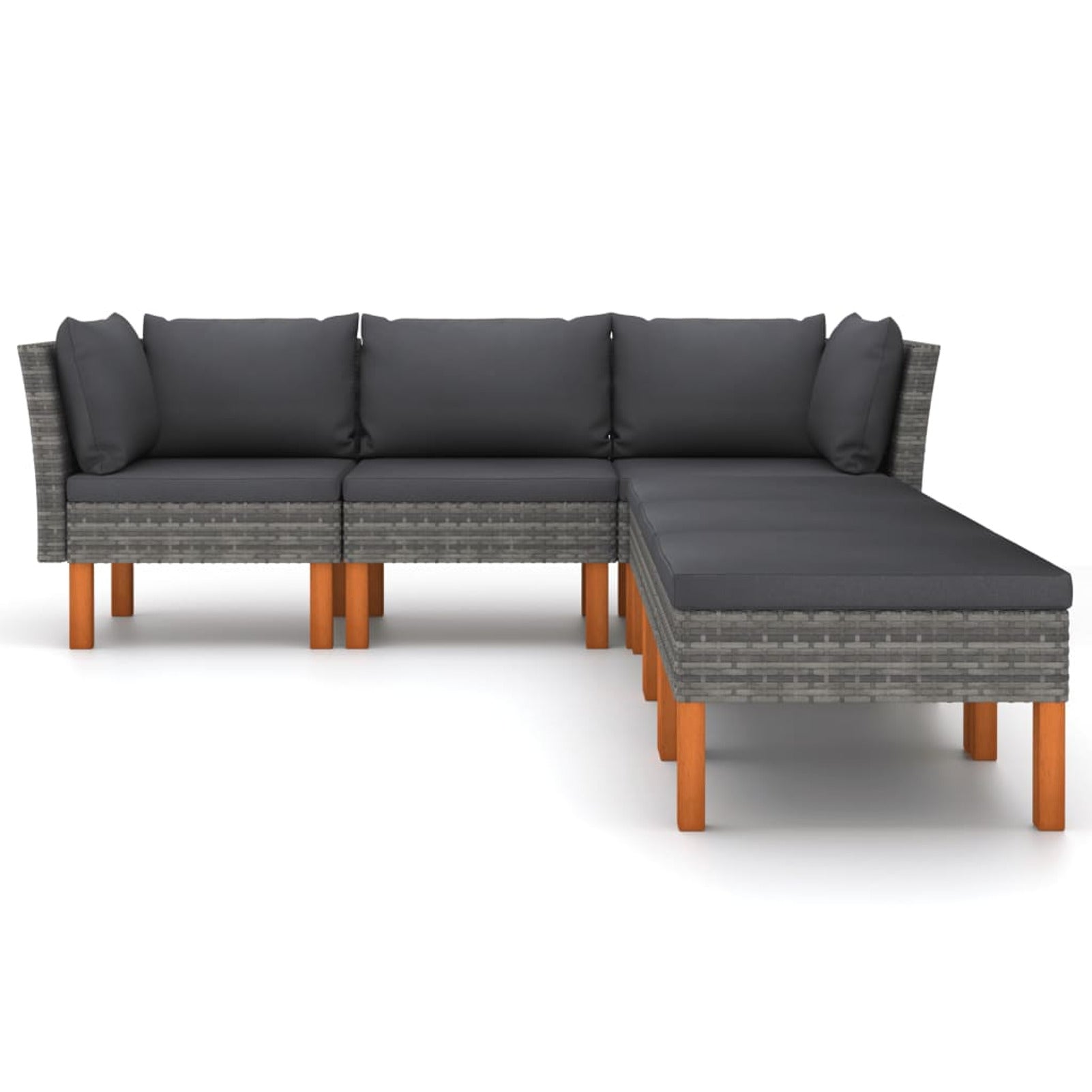 6 Piece Patio Set with Cushions Poly Rattan Gray Q28763