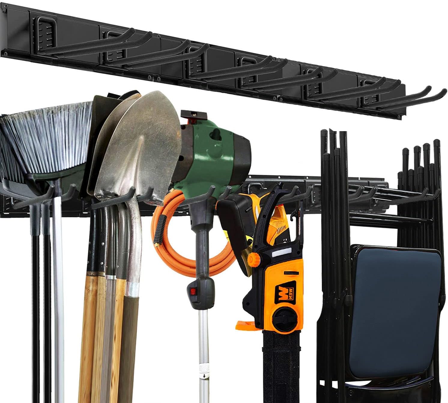 Heavy Duty Garage Wall Storage Organizer Rack with 6 Adjustable Hooks, Pack of 2 M436