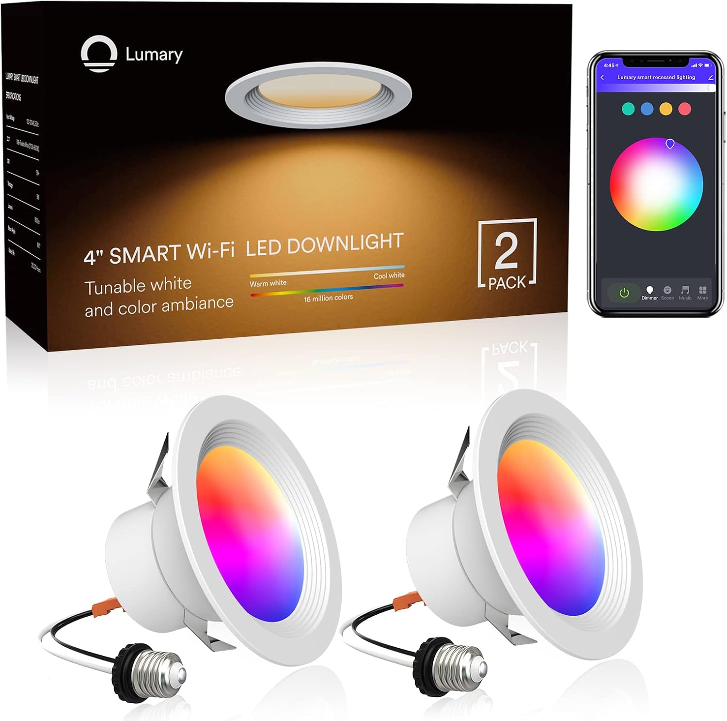 12PCS Dimmable 13W Smart LED Recessed Ceiling Lights L351164