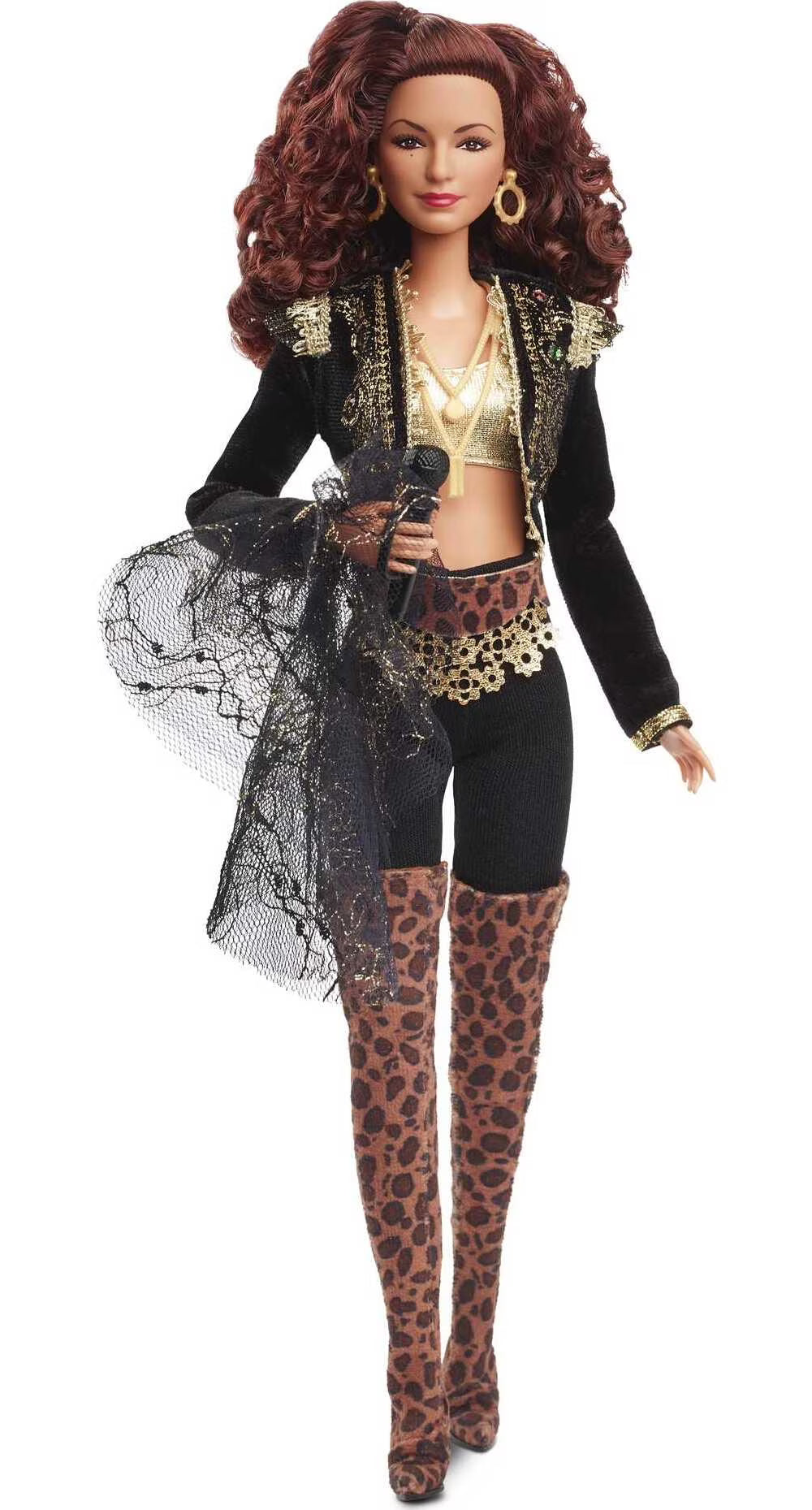 Collectible Doll with Golden Accessories Including Microphone G760428