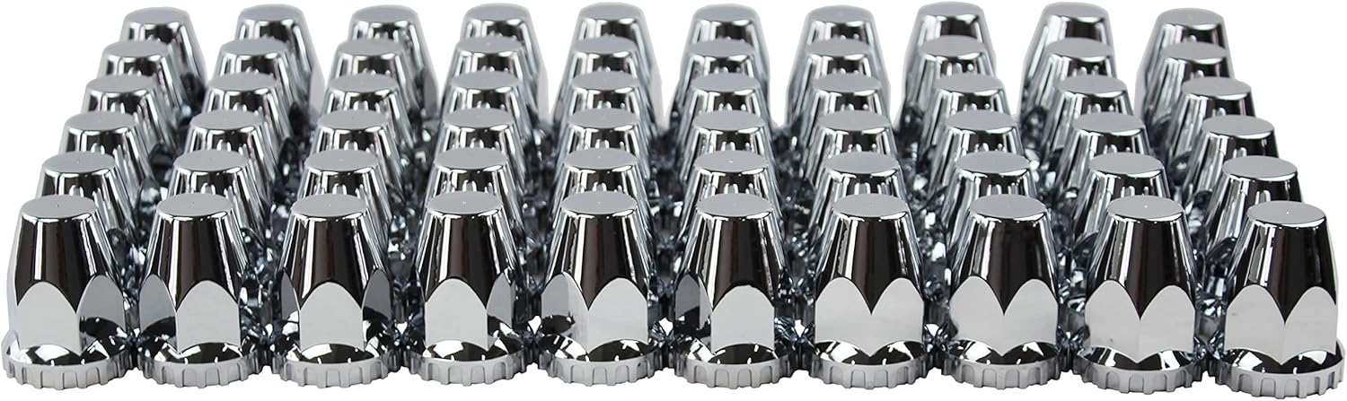 Chrome ABS 33 mm Thread-On Dome Axle Cover Combo Kit with Removable Hub Caps and Lug Nut Covers G875388