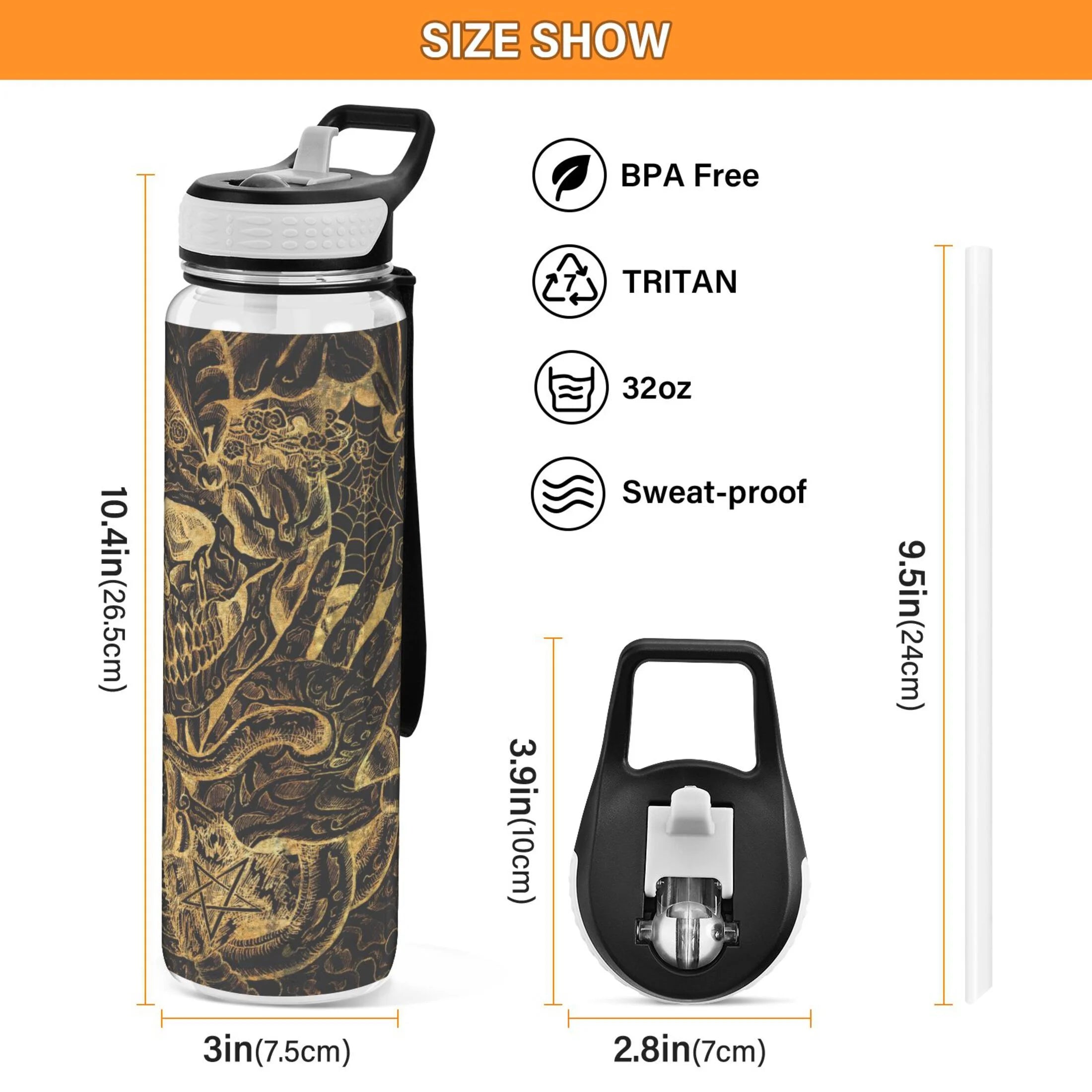 Clear 32oz Tritan Sports Water Bottle with Straw F88493