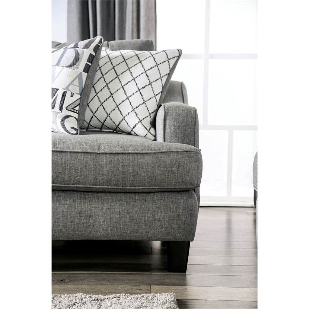 Bluish Gray Fabric 3-Piece Sofa Set with Ottoman W859
