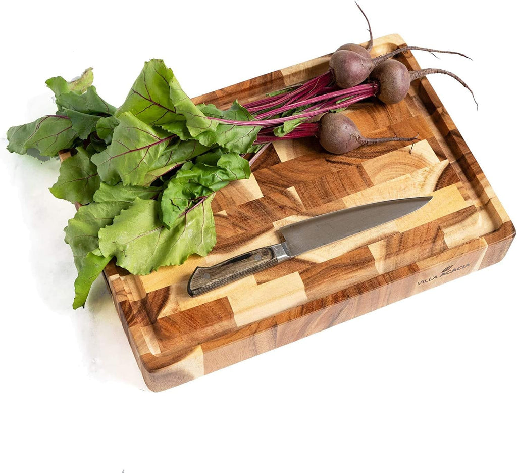 Large Wood Cutting Board with Juice Groove, 2.5 Inch Thick, 17x12 Inch End Grain Block V1733