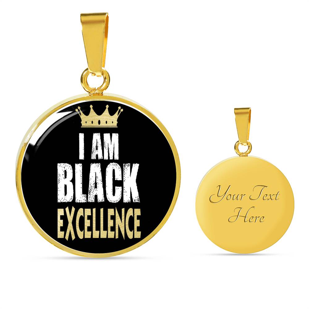 Black Excellence Circle Pendant Necklace Stainless Steel T24157