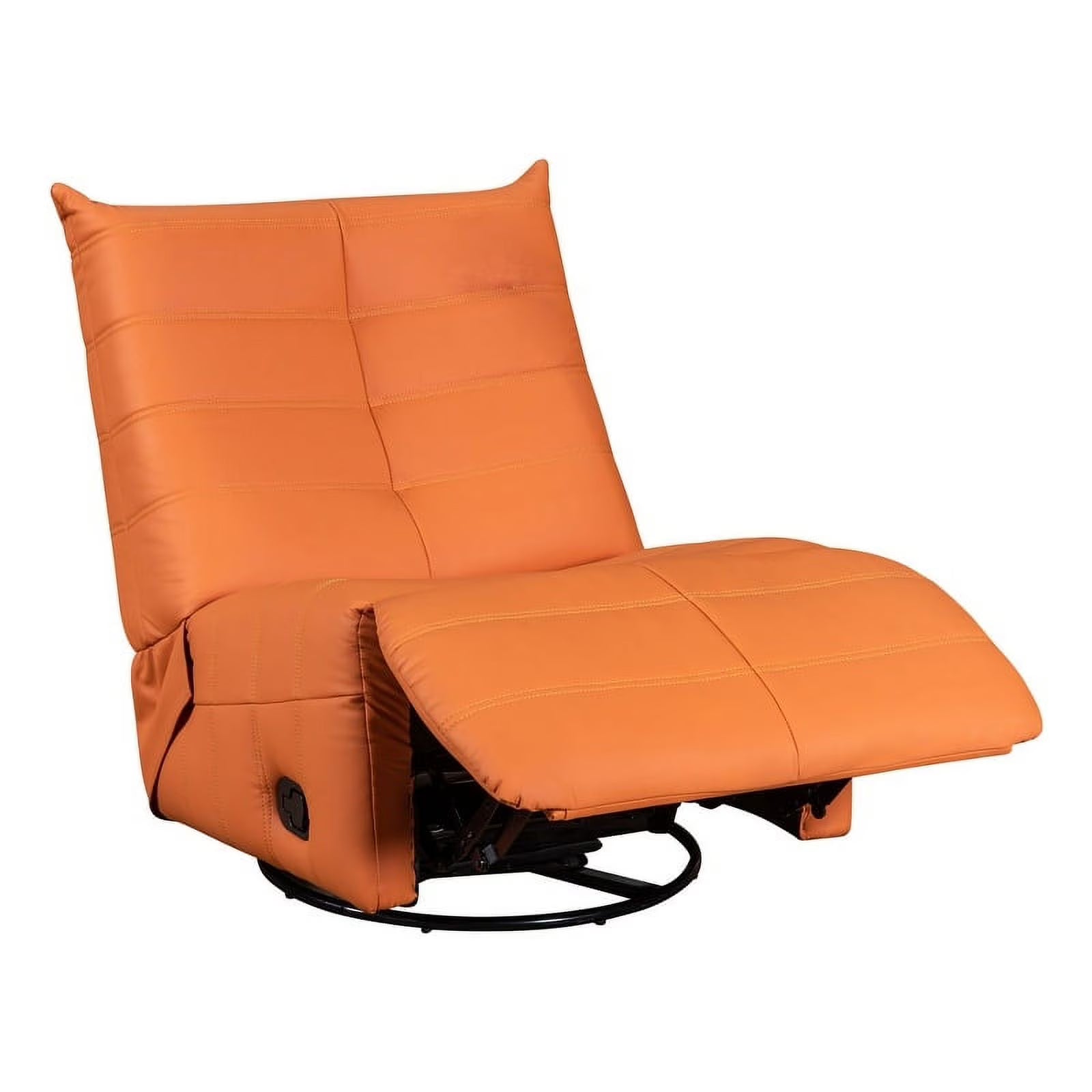 Modern Orange Faux Leather Swivel Glider Recliner N117191