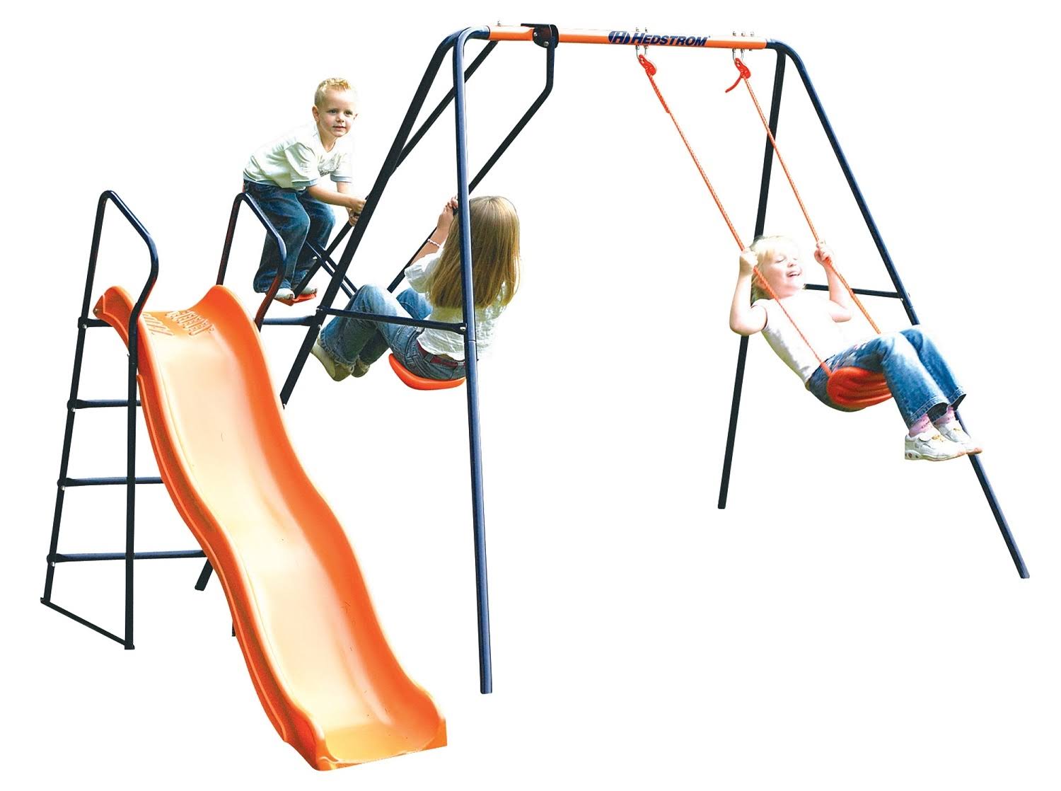 Blue/Orange Swing, Glider and Slide Set N251