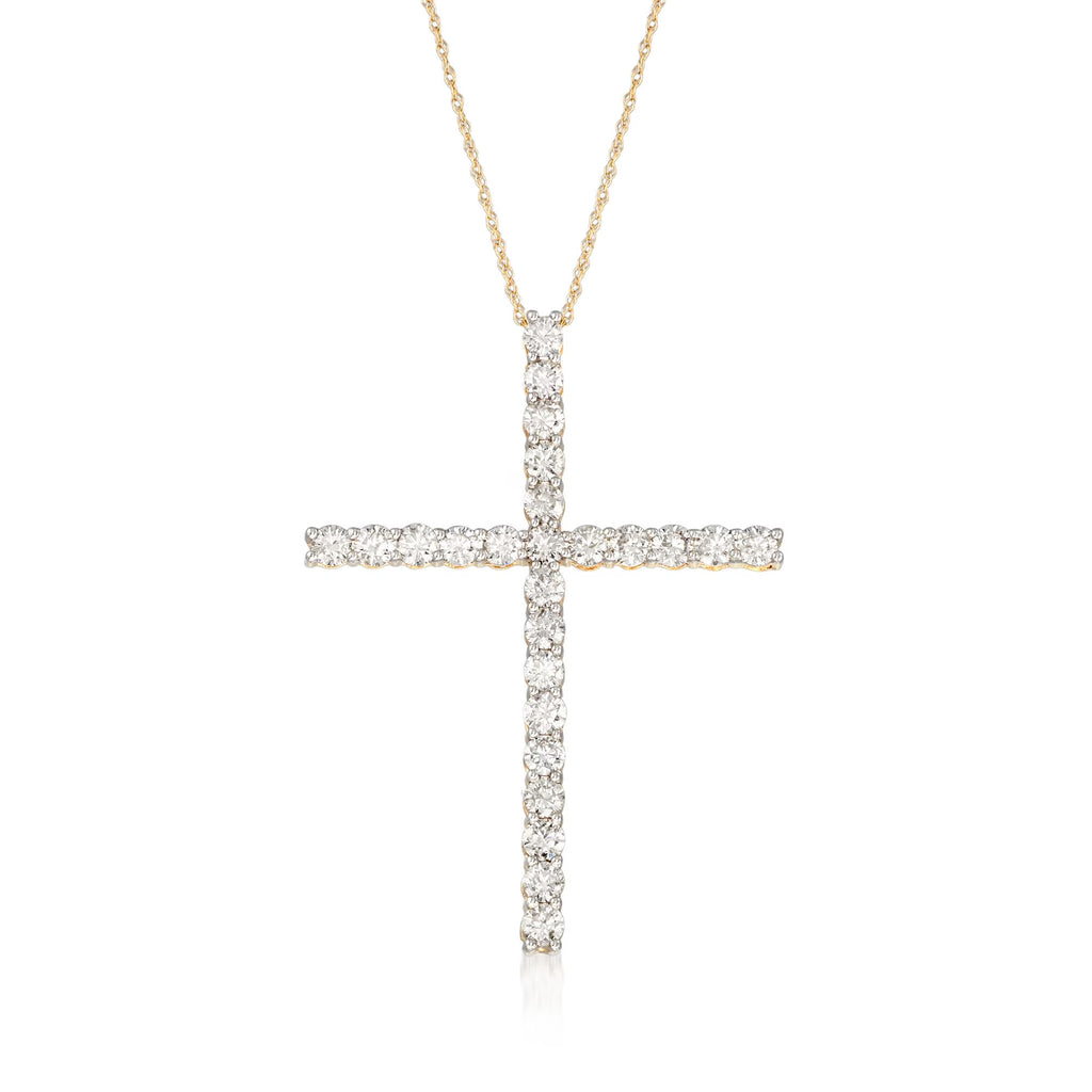 Diamond Cross Pendant Necklace in 14kt Yellow Gold Z366065