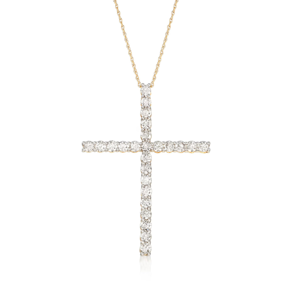 Diamond Cross Pendant Necklace in 14kt Yellow Gold Z366065