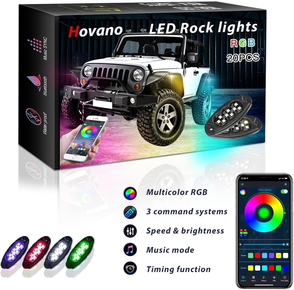 20 Pods Waterproof RGB LED Rock Lights for Car P3451