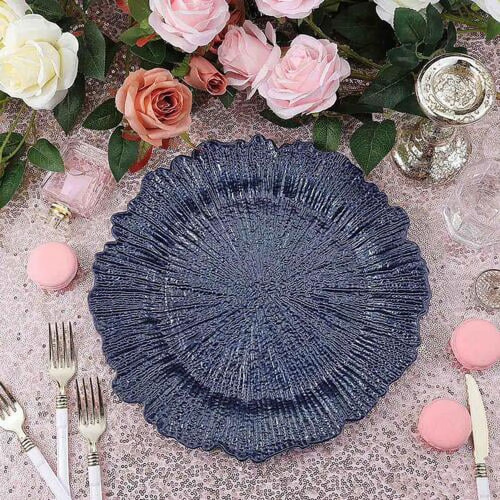 13" Round Navy Blue Plastic Charger Plates X186