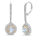 18K White Pink Rose Gold Halo Drop Dangle Earrings D712884