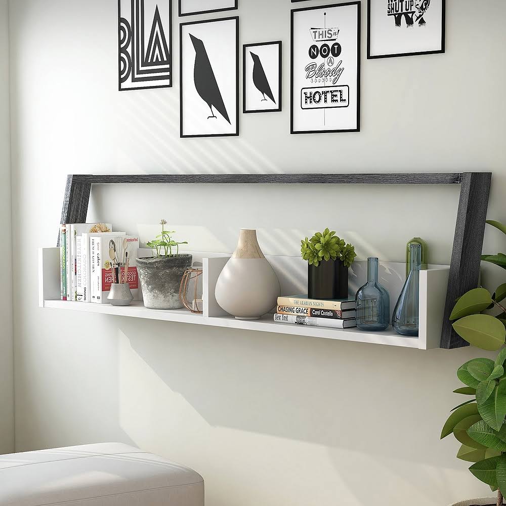 Distressed Gray and White 2-Shelf Bookcase S7887