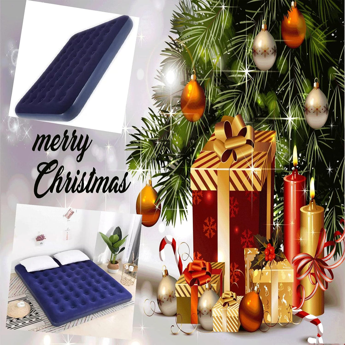 Full Size Air Mattress with Air Pump Inflatable Mattress with Flocking Surface Blow Up Mattress Air Bed Pack of 2 C38928