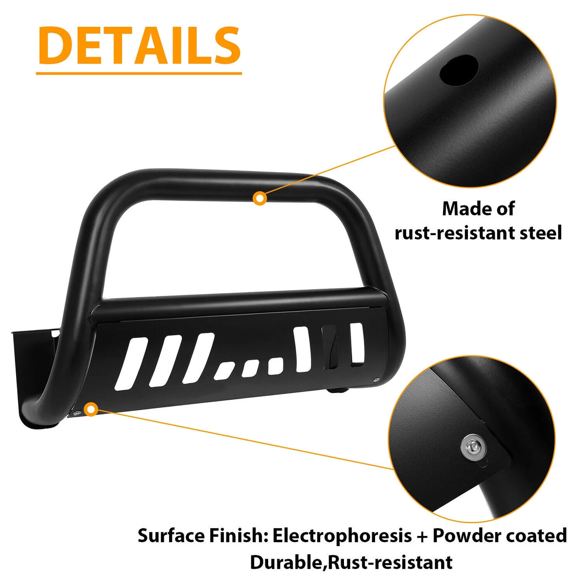 Black 3" Bull Bar Bumper Grille Guard R41382