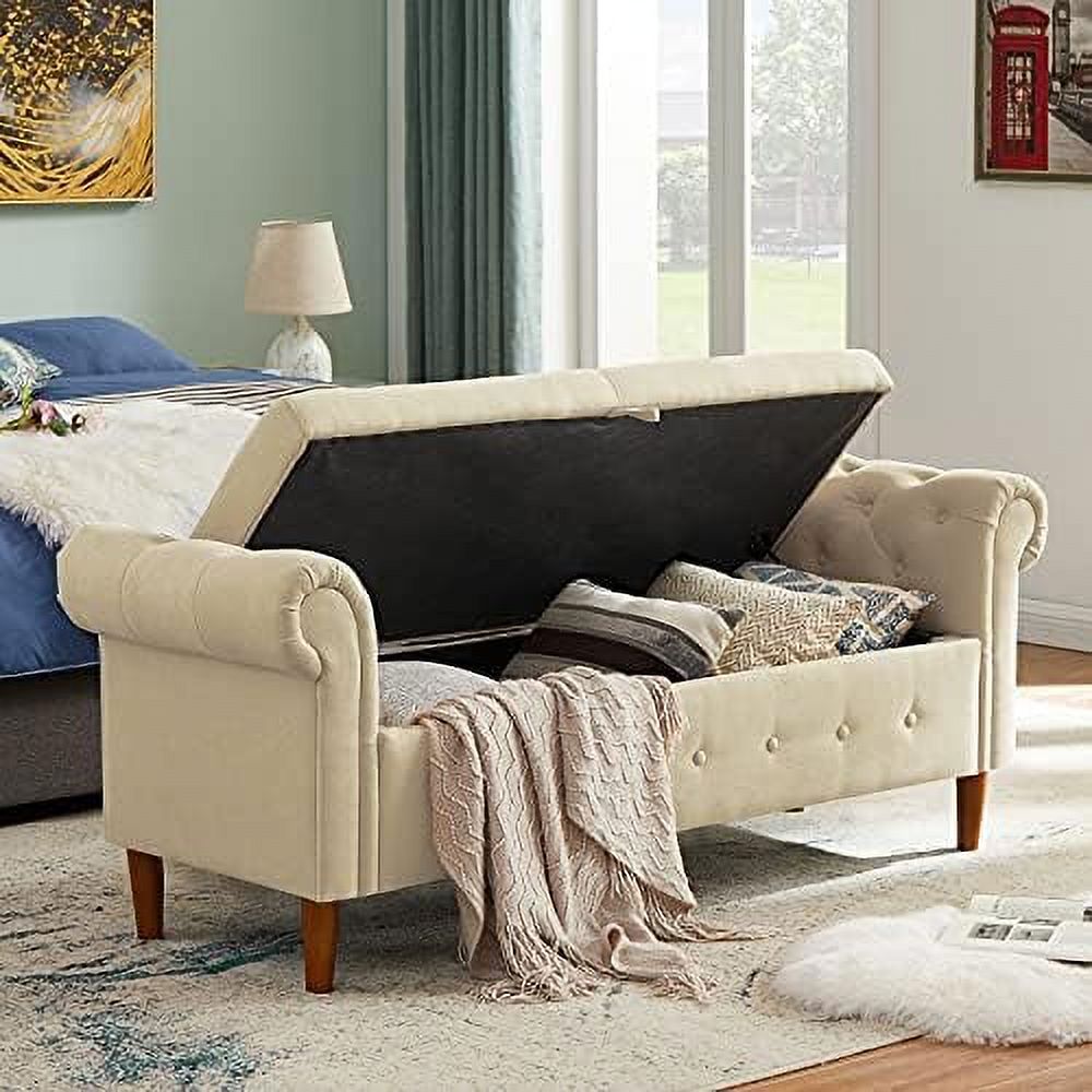 Velvet Tufted Ottoman Sofa Bench with Pillow J655