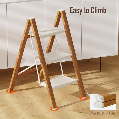 Lightweight Aluminum Folding Step Stool with Anti-Slip Pedals, 330 lbs Capacity F8321