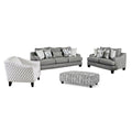Bluish Gray Fabric 3-Piece Sofa Set with Ottoman W859