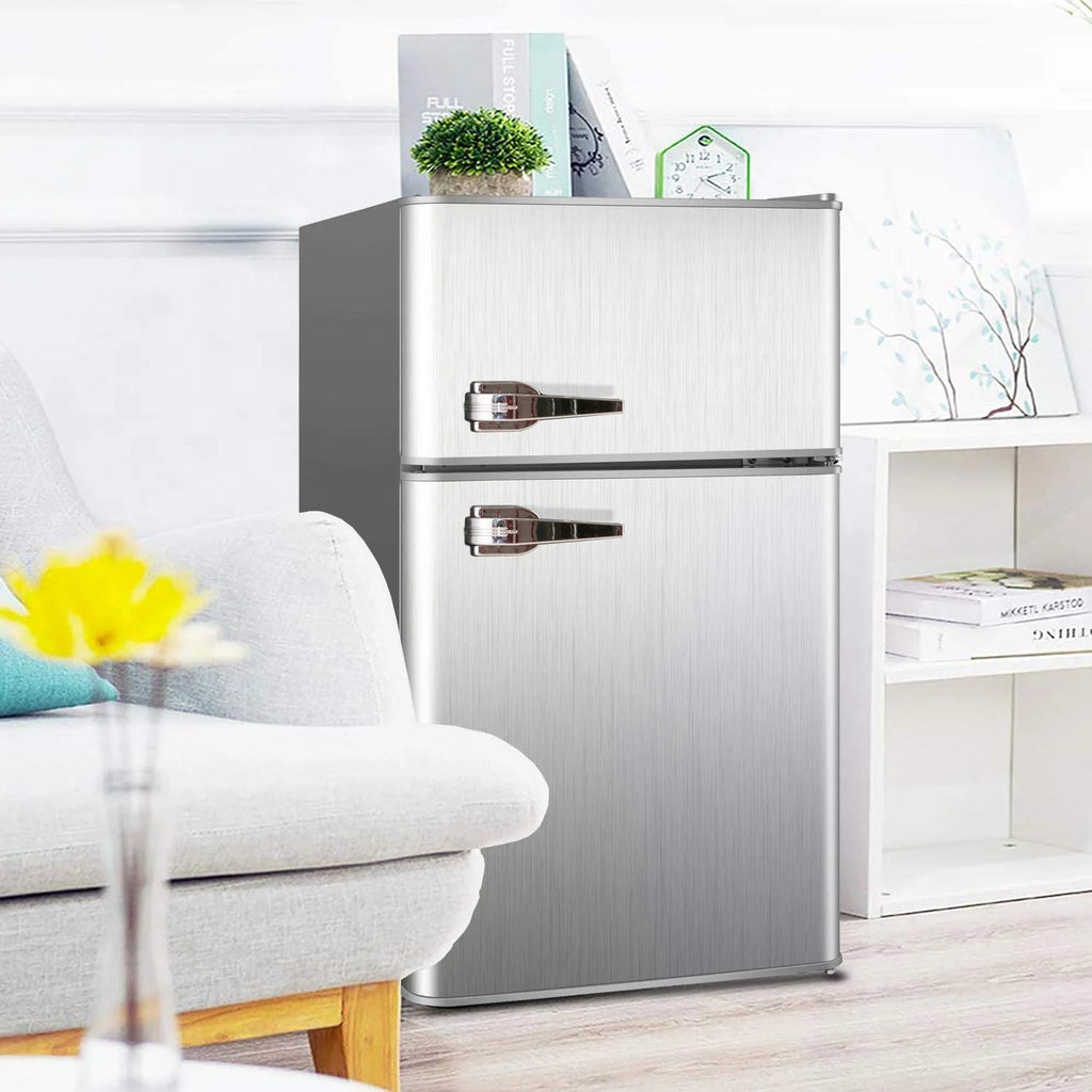 3.2 Cu.ft Double Door Compact Refrigerator with Removable Glass Shelves F4958