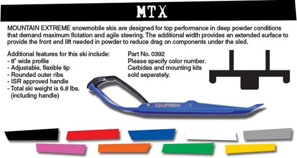 White 8" Snowmobile Skis with Black Loops I214293