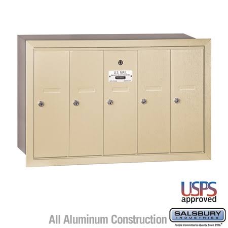 Bronze-Vertical Recessed Mounted Mailbox with 5 Doors P55915