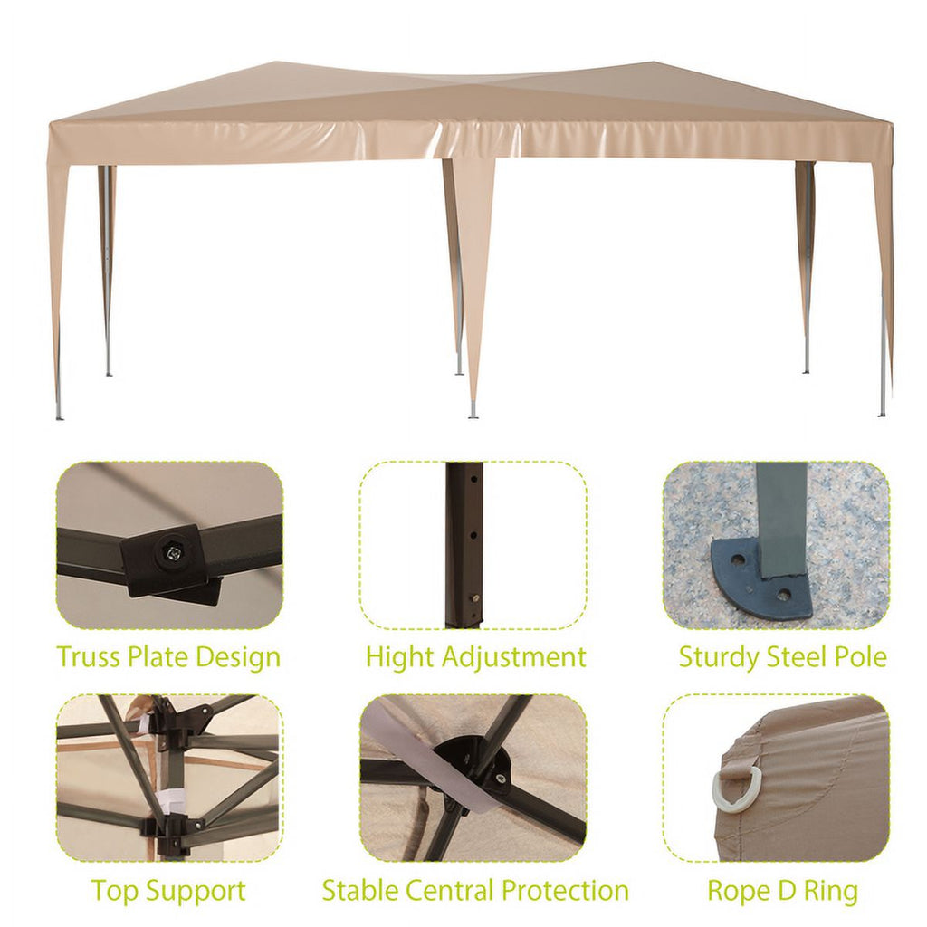 Beige 10 x 20 ft Pop Up Canopy Tent with 6 Removable Sidewalls & Carry Bag J523874