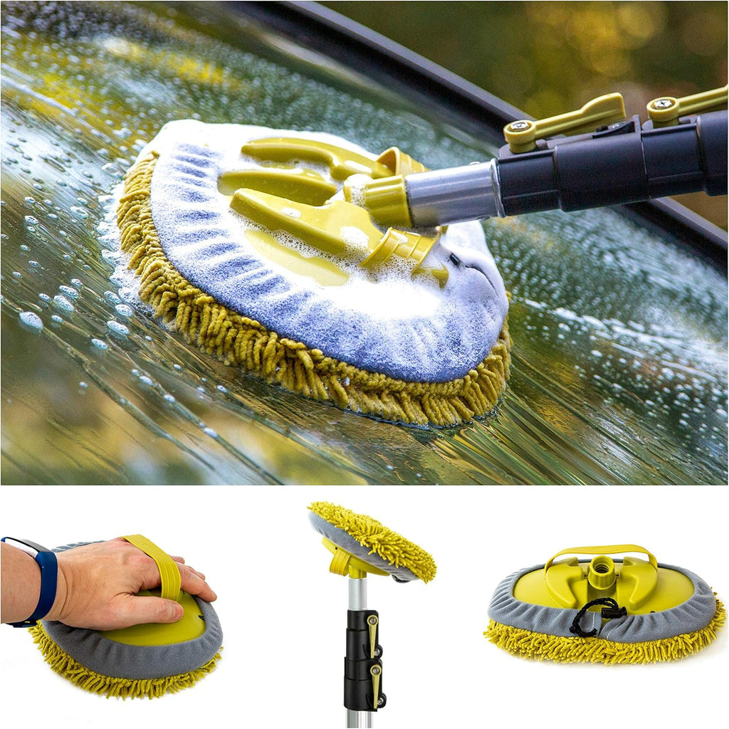 5-12 Foot Car Cleaning Kit with Soft Car Wash Brush, Car Squeegee, Car Wash Mitt, Microfiber Cleaning Head & Extension Pole U786
