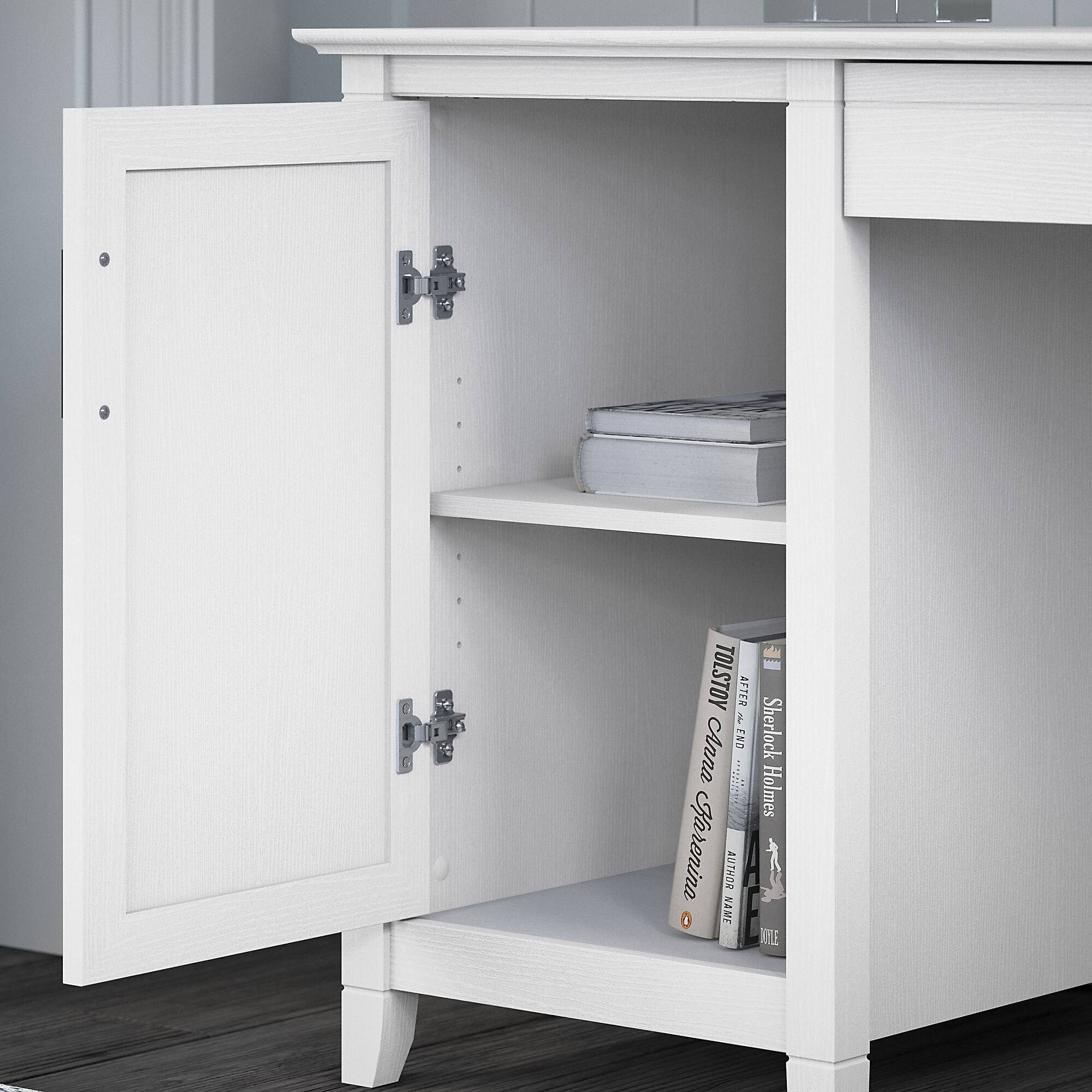 54W Computer Desk with Storage and Mid Back Tufted Office Chair in Cape Cod Gray A3873