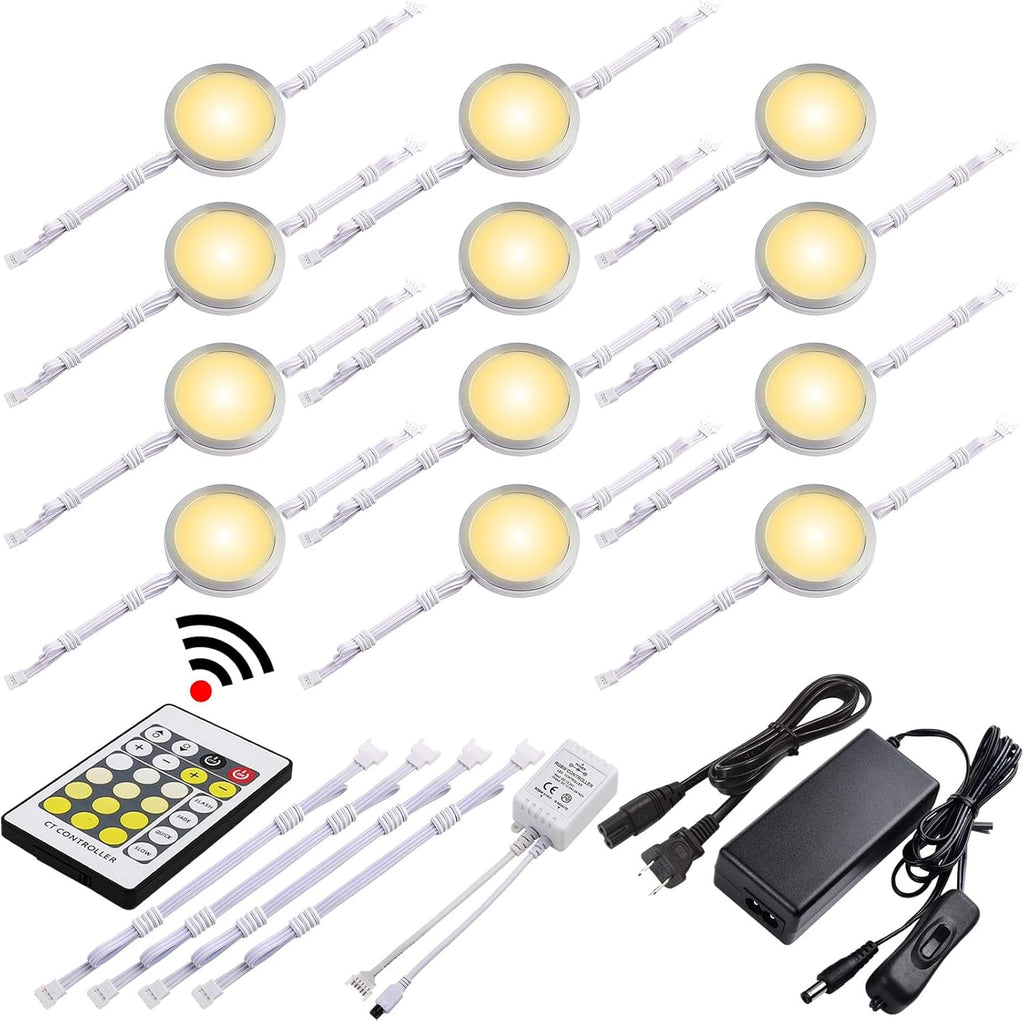 Hardwired LED Puck Lights, 12 Lights Q2246