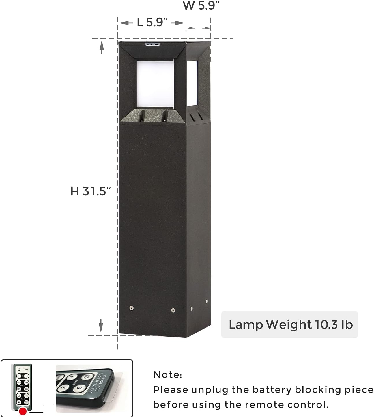 Solar Landscape Path Light, 32 Inches Outdoor Bollard Lighting A5627