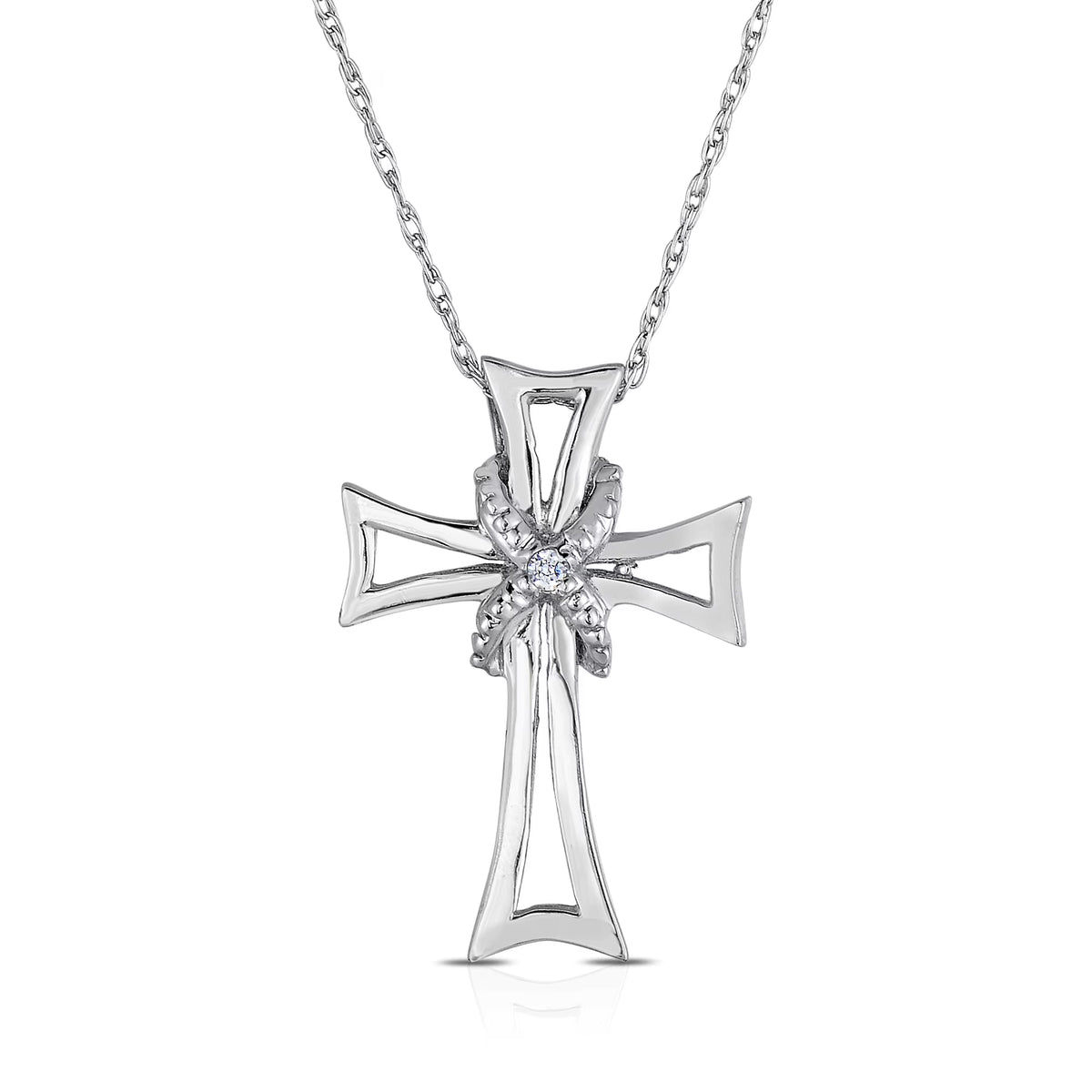 Sterling Silver Diamond Accent Cross Necklace N2906