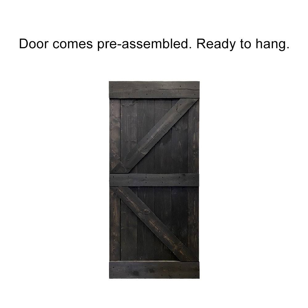 Walnut Stained Wood Interior Sliding Barn Door with Hardware Kit G882548