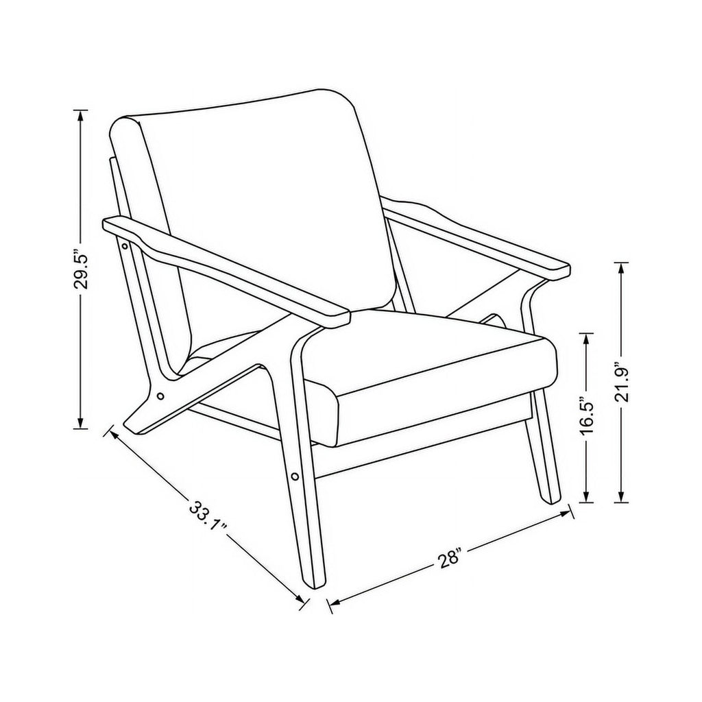 Solid Wood and Fabric Upholstered Accent Armchair in Walnut/Beige Q902