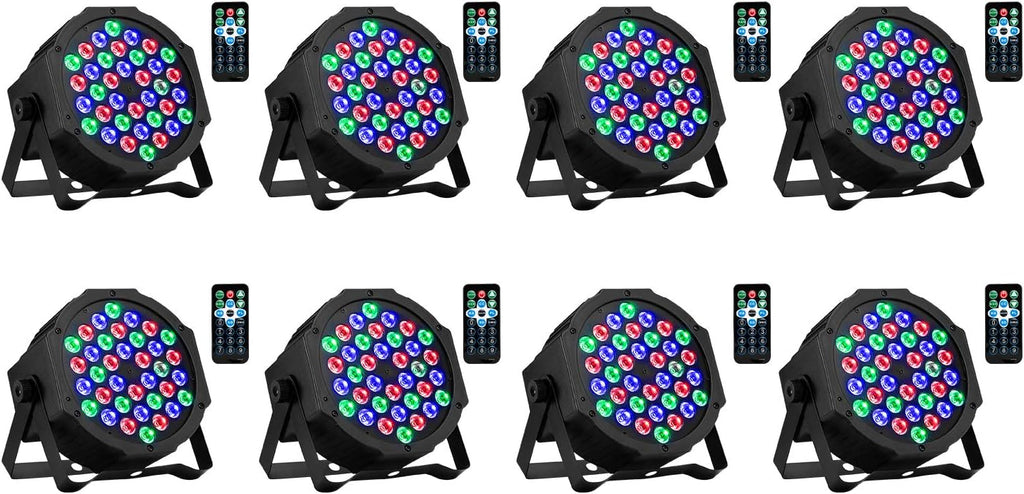 36 LED RGB Stage Lights with Remote 8 Pack Q61663