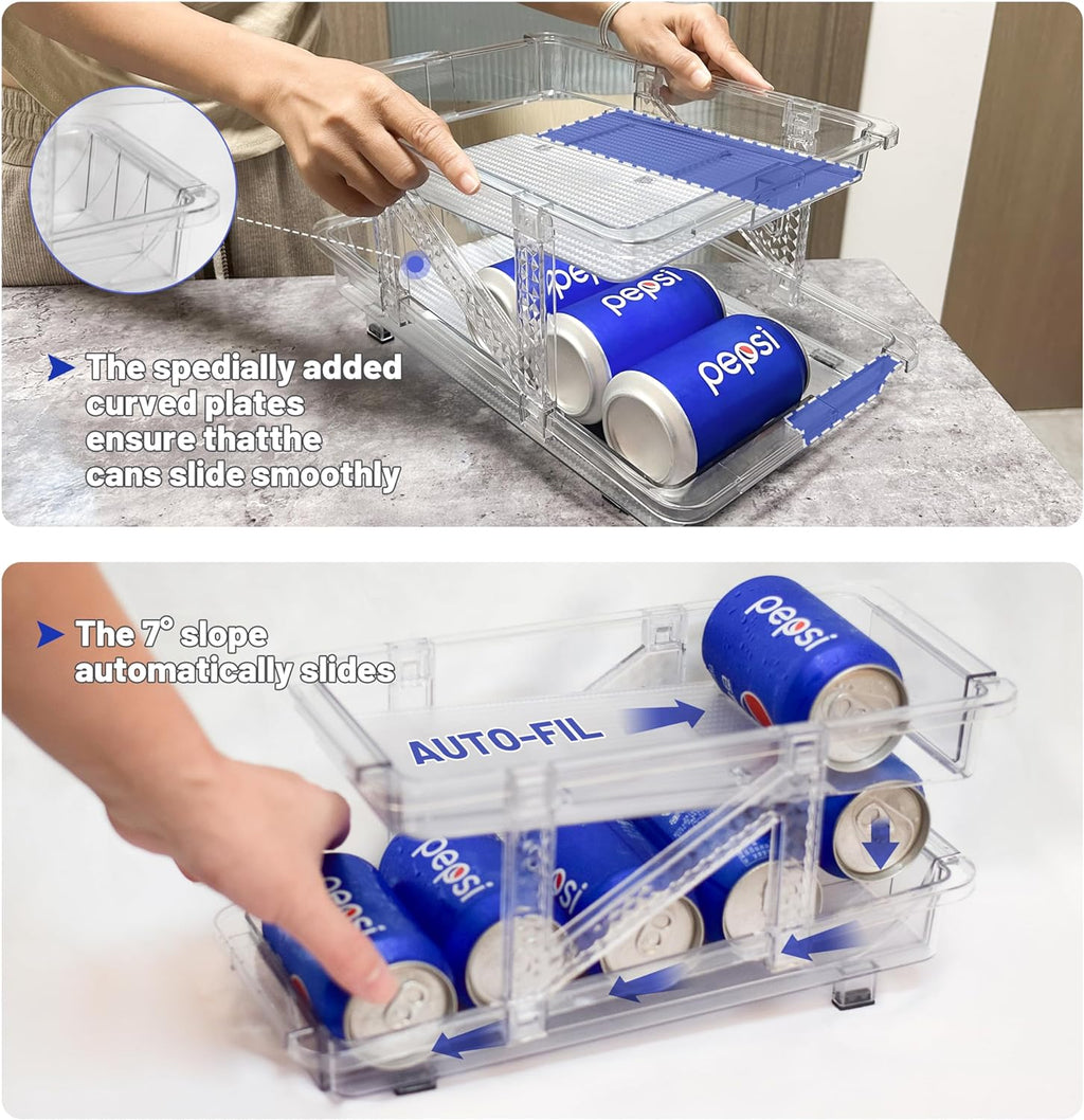 2 Pcs Clear Plastic Beverage Soda Can Organizer for Refrigerator V1482