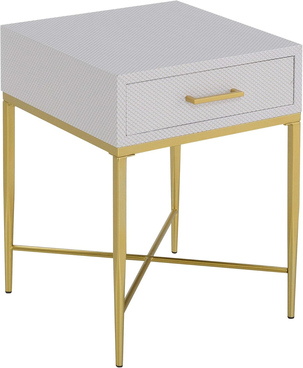 White Scallop/Gold End Table W9839