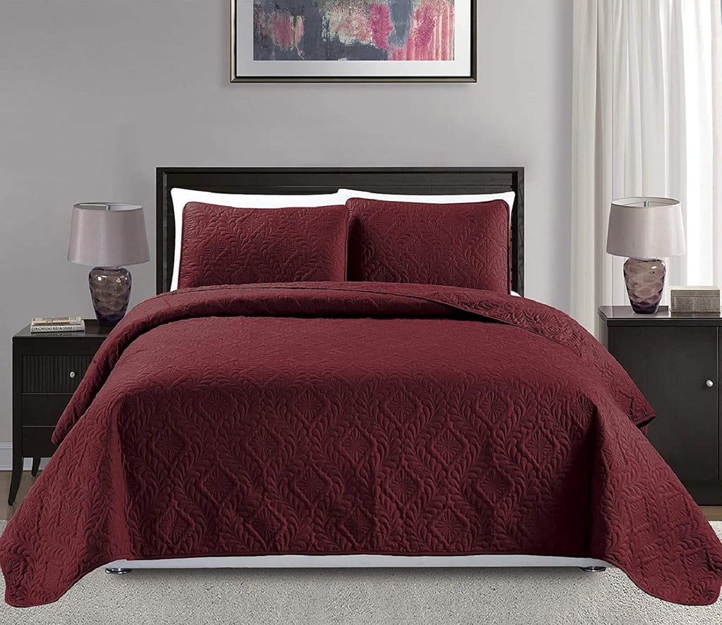 3pc King/California King Oversized Diamond Bedspread Bed Cover Solid Beige S61737