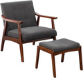 Accent Armchair and Ottoman Set, Dark Gray Fabric L47984
